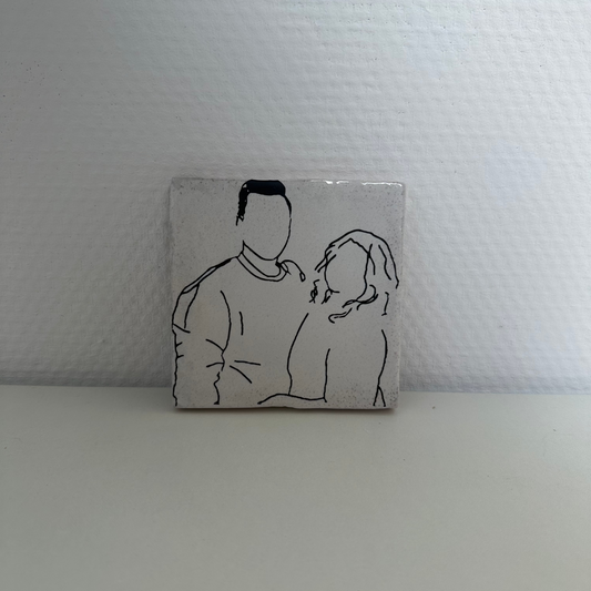 Lijntekening op tegeltje - gepersonaliseerd