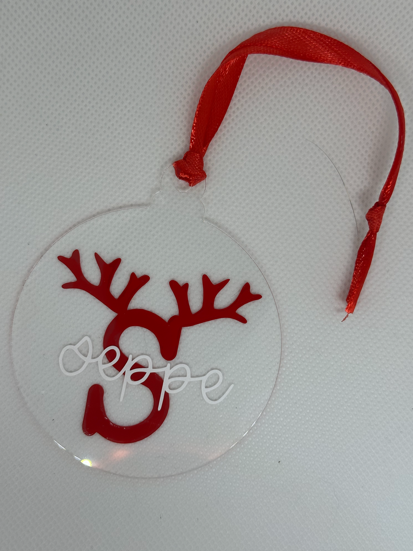 Platte kerstbalhanger met naam