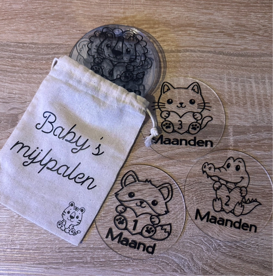 Baby mijlpaalkaarten – Set van 12 (maanden)
